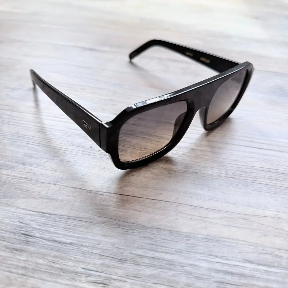 WMP Harlee Oversized Square Sunglasses Black Thick Frame UV Protection